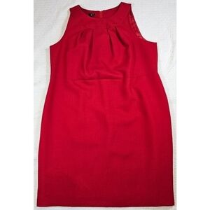 NWT Talbots Red Wool Blend Sleeveless Pleated Sheath Dress